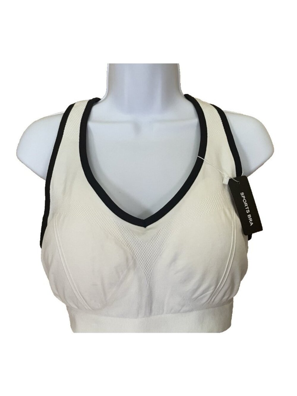 Womens Racerback Sports Bra Size 3XL Comfort Stretch Padded Cup Insert White